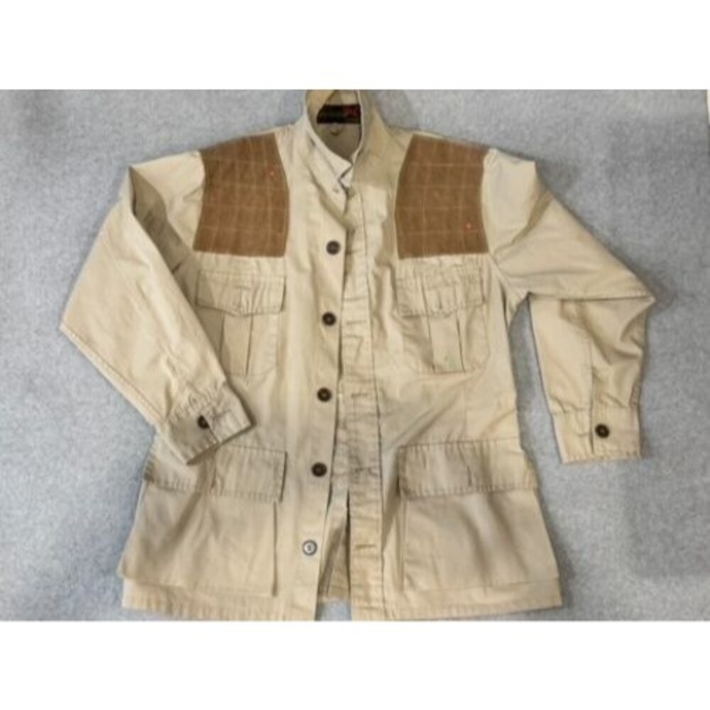 10-X Jacket Mens Field Jacket Canvas Suede Shoulder Patch Tan Beige Vintage